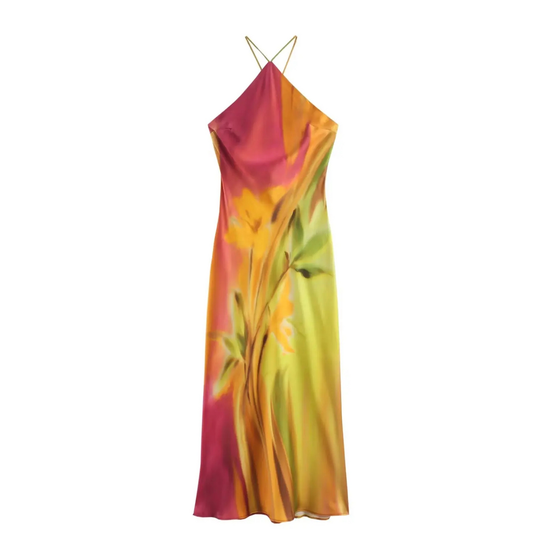 Kirra | Backless Draped Slip Midi Dress for Summer Parties - XS
