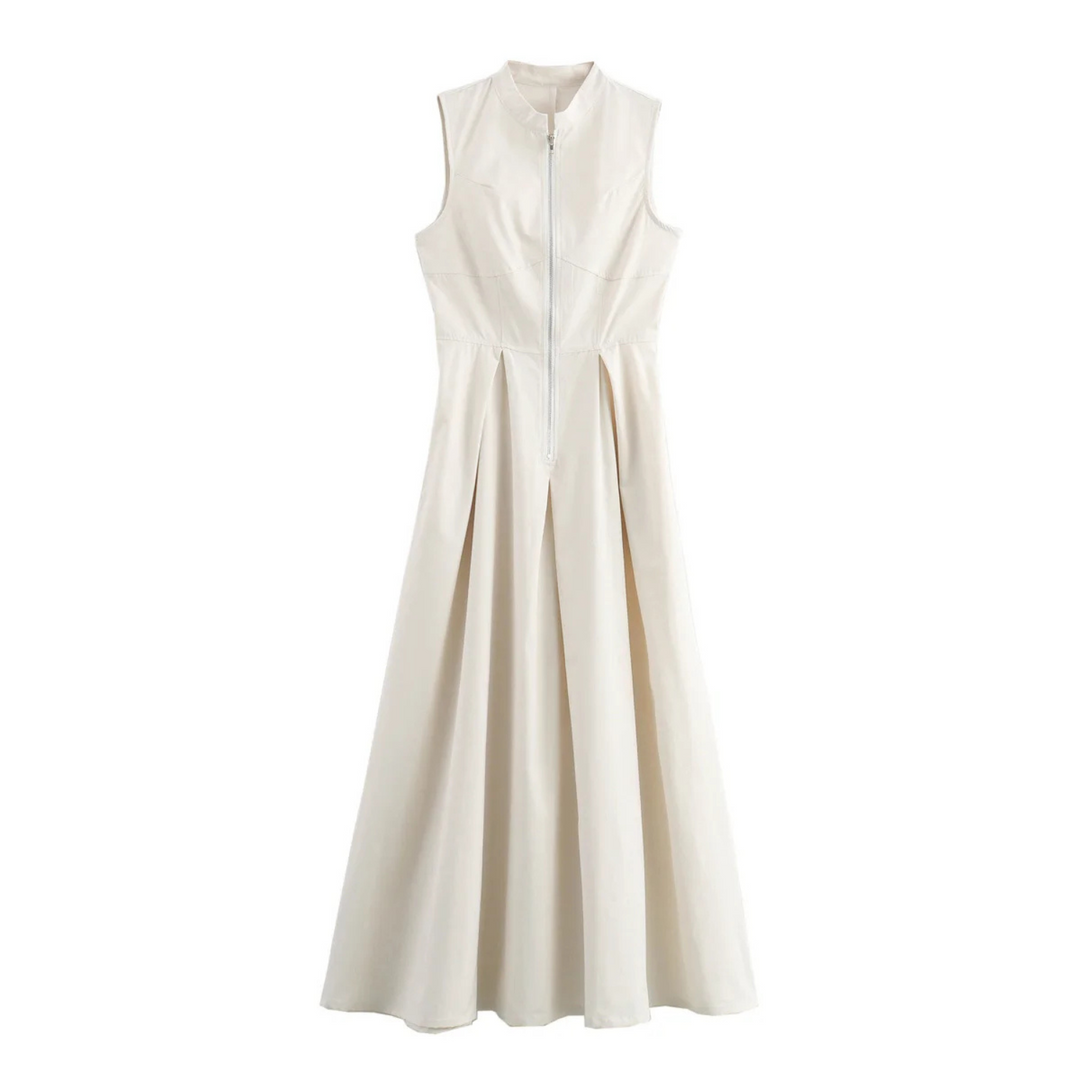 Evie | Sleeveless Zipper Maxi Dress for Summer Holidays and Parties - S