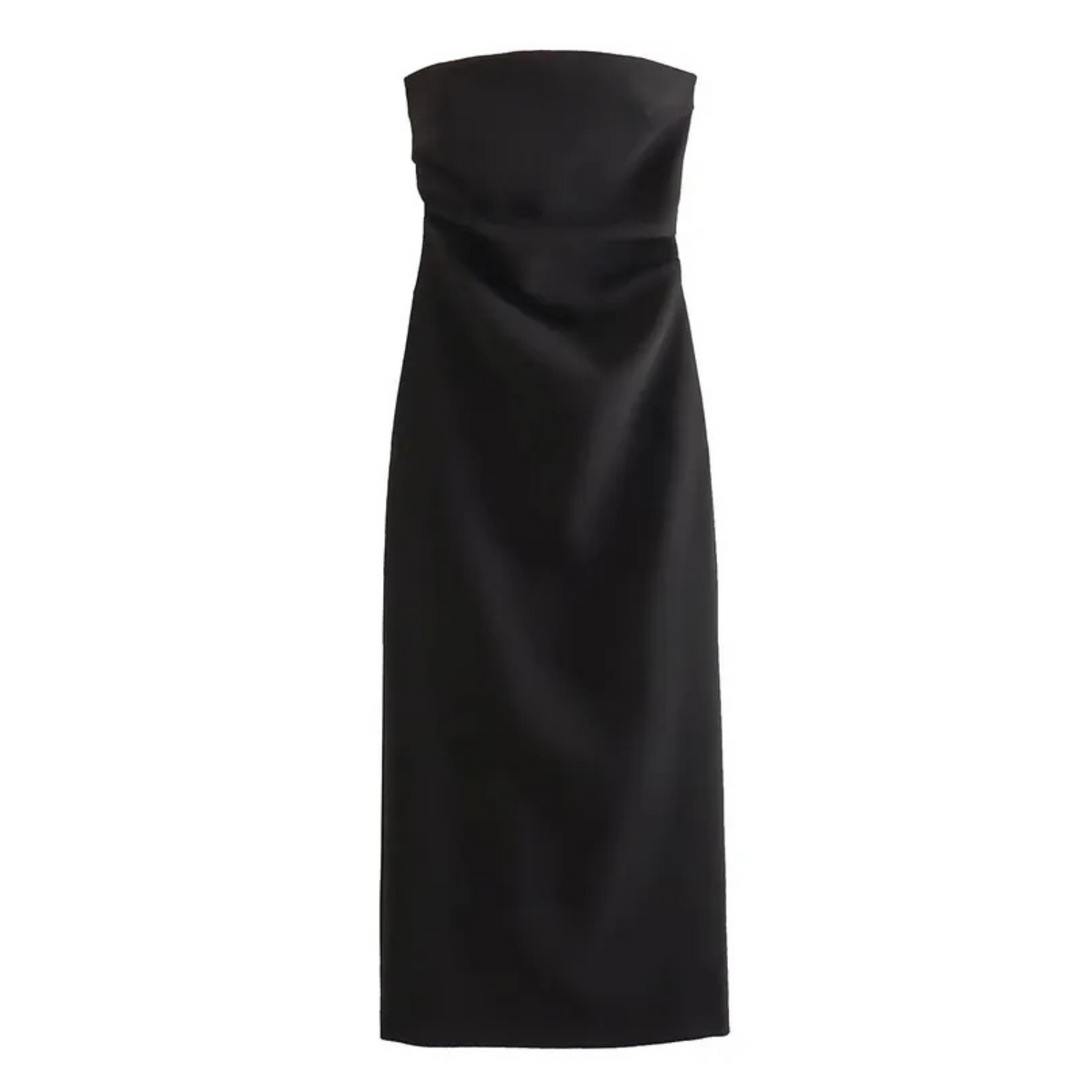 Isla | Black Sleeveless Bodycon Ruched Dress for Summer Parties - XS