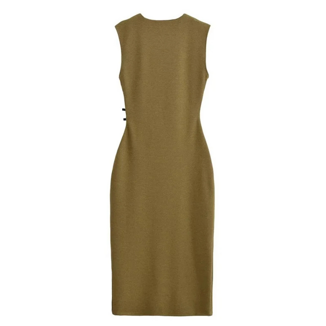 Matilda | Pleated Midi Dress Sleeveless Spring Vintage Party Dress