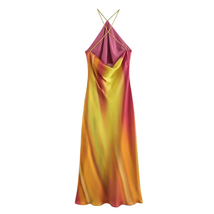 Kirra | Backless Draped Slip Midi Dress for Summer Parties
