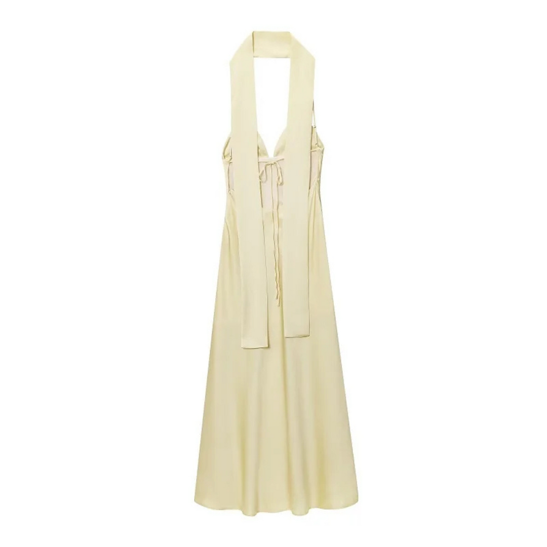 Sienna | Scarf Satin Backless Maxi Dress for Summer Evenings